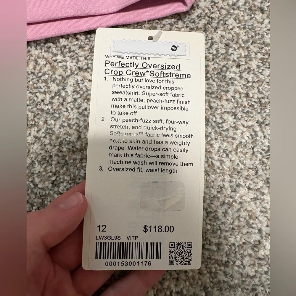 NWT Lululemon Softstreme Perfectly Oversized Cropped Crew Vitapink - Picture 3 of 6